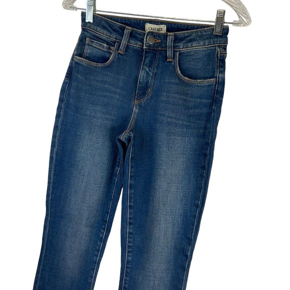 L'agence Jeans Women's Size 25 Blue Dark Wash Skinny Mid-Rise Stretch $255 Nwot - Picture 4 of 10